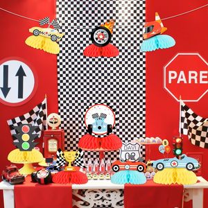 8 pièces Centres de table nid d'abeille Voiture de course pour Anniversaire Garçons, Décoration de table Joyeux Anniversaire, Accessoire photo 1er et 2ème Anniversaire - Product Image 5
