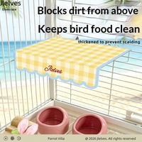 Abri de cage pour oiseaux avec protection anti-crottes et abri pour mangeoire, pour bol de nourriture, décor au motif à carreaux mignon pour perroquet, calico, perruche, et autres oiseaux.