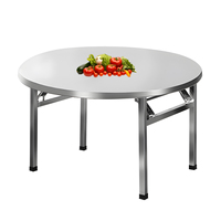 Table de salle à manger ronde moderne pliable en acier inoxydable robuste pour restaurant, hôtel, événement extérieur, mariage, banquet à domicile