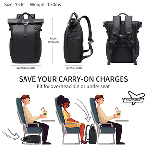 Ergonomic Unisex <strong>Black</strong> Nylon Business Travel Laptop <strong>Backpack</strong> 17-Inch <strong>Waterproof</strong> Design Polyester Lining Air Cushion Straps - Product Image 2