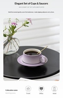 Ensemble tasse et soucoupe en céramique artisanale dégradée, style américain vintage et luxe léger, design rétro, coffret cadeau