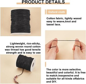 Cordoncino in Cotone Cerato Nero da 1mm, Lunghezza Personalizzabile, Filo per Macramè, Perline, Creazione di Gioielli, Bracciali, Collane, Forniture per Artigianato Fai-da-Te, <span class=keywords><strong>Borse</strong></span> - Product Image 3