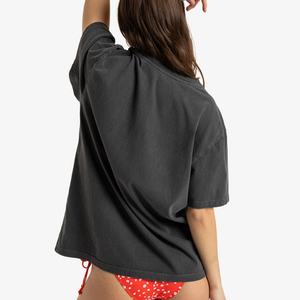 T-shirt pour femmes en gros, t-shirt de plage d'été, t-shirt ample, t-shirt personnalisé, coton biologique écologique - Product Image 5