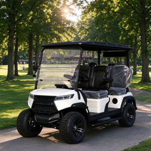 Voiturette de golf tout-terrain surélevée pour 4 passagers, avec pare-brise avant et ceinture de sécurité, véhicule électrique pour terrain de golf - Product Image 1
