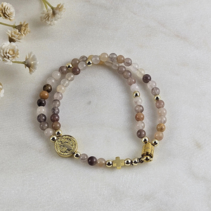 Pulsera de Rosario Completa con Medalla de San Benito y Cierre Magnético de Piedra Violeta Religiosa, para Regalo de Primera Comunión - Product Image 6