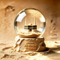 Artisanat en résine entièrement personnalisé, souvenirs de voyage du Moyen-Orient les plus vendus, statue de la Grande Mosquée de la Mecque, globe à neige