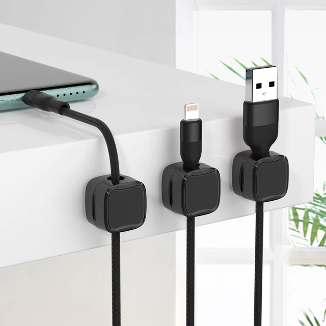2024 Hot Selling Ready to Ship Magnetic Cable Manager Desktop Cable Clips Cord Magnetic Cable Organizer