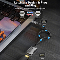 Adaptador SYONG USB C a HDMI 4K60Hz, [Robusto y Portátil] Adaptador HDMI Tipo-C, Convertidor Thunderbolt 3/4 a HDMI para Monitor, iPhone