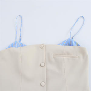 GX11168 2025 moda donna abbigliamento donna senza maniche colore Patchwork <span class=keywords><strong>Mini</strong></span> abito Sexy attillato eleganti <span class=keywords><strong>abiti</strong></span> a pieghe da festa - Product Image 4