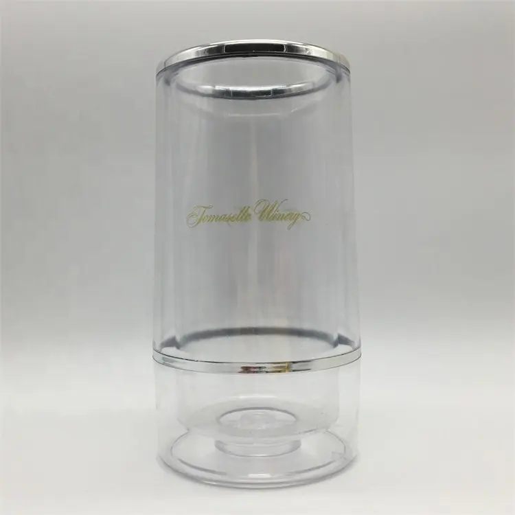 Cubo de hielo de plástico de grado alimenticio, Enfriador de vino con logotipo personalizado, doble pared, 1.5L, 1 botella
