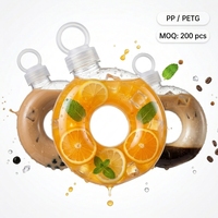 Bouteille d'eau en forme de donut PP PETG 500ml Réutilisable Incassable Résistance aux hautes températures Articles de boisson Personnalisables Vente en gros Sans BPA
