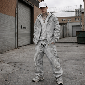 Jeans à jambes larges DiZNEW pour hommes, vente en gros, design américain, mode streetwear, nouveaux jeans baggy pour hommes - Product Image 4