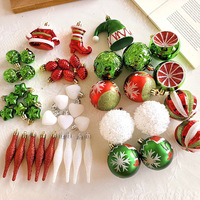 Ensemble d'ornements de boules de Noël en PVC peint électrolytique, pendentifs pour arbre de Noël, décoration de fête et de maison, 5 styles