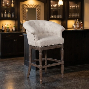 Cuscino in Lino di Eccellente Qualità con Bordo Rivettato per Sedia <span class=keywords><strong>da</strong></span> Bar in Legno Anticato Stile Rustico per Taverne e Enoterie - Product Image 1