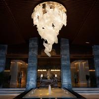Lustre moderne en cristal avec ruban LED blanc, grande taille, hauteur réglable, pour hall d'hôtel, escalier, forme allongée