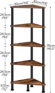Étagère <span class=keywords><strong>d</strong></span>'<span class=keywords><strong>angle</strong></span> à cinq niveaux, bibliothèque, étagère de présentation <span class=keywords><strong>pour</strong></span> <span class=keywords><strong>plantes</strong></span>, convient <span class=keywords><strong>pour</strong></span> la chambre à coucher, le salon, le bureau, bois naturel brun campagnard - Product Image 4
