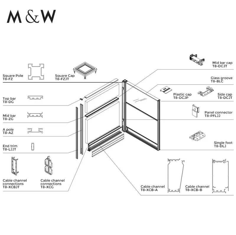 Bán Buôn Tùy Chỉnh Nhôm Phật Sơn Phụ Kiện Nhôm Hồ Sơ 6063-T5 Workstation Phụ Kiện Nội Thất Văn Phòng Phần