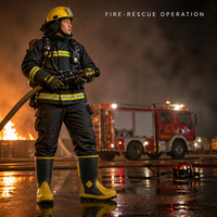Bottes en caoutchouc pour pompiers professionnels, résistantes à la chaleur, anti-flammes, antidérapantes, avec embout en acier, durables, pour la lutte contre les incendies, bottes de sécurité pour le travail