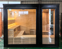 Ruang Ganti Sauna Luar Ruangan Kayu Hemlock Solid Tradisional untuk 5-6 Orang dengan Pemanas Listrik untuk Apartemen, Vila, Taman