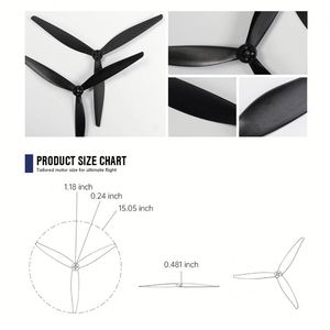 Hélices de drone FPV en gros : hélices tri-lames 15x7x3 de 5 pouces pour course FPV Freestyle 4S 6S, 2xCW 2xCCW - Product Image 6
