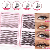 Nouveau Kit de Cils en Grappes Volume Manga Fluffy Wispy Style Fée, en Vison Synthétique Réutilisable, Imperméable, Fabriqué à la Machine, Tige en Coton Noir