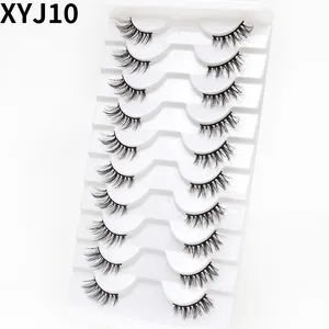 Toptan fiyat yumuşak hafif yarım kısa yarım göz lashes vizon 3D Lashes 8MM-15MM logo ambalaj ile