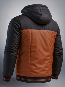 Veste matelassée à capuche pour homme, mode hiver, col montant, fermeture éclair intégrale, chaude, isolée, coupe-vent, conçue pour les voyages en plein air - Product Image 6