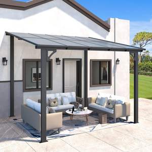 10' X 8' Modern Steel Frame <strong>Gazebo</strong> for Patio Backyard <strong>Small</strong> Wall-Mounted Lean-to Pergola Roof Screen Included <strong>Garden</strong> Decorations - Product Image 1