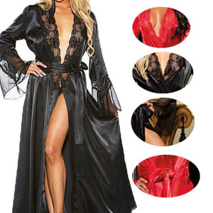 Commerce transfrontalier de lingerie sexy pour femmes, peignoirs extra longs en dentelle transparente de style européen et américain, grandes tailles - Product Image 1