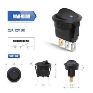 สวิตช์โยก KCD1 12V DC 20A SPST ทรงกลม มีไฟส่องสว่างสีแดงแบบตาแมว 3 ขา สำหรับใช้ในรถยนต์ - Product Image 3
