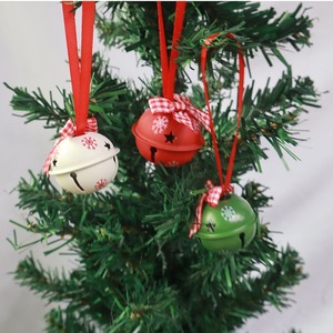 Decorazioni natalizie a cinque stelle stampate campana in metallo con fiocco a pois per <span class=keywords><strong>mobili</strong></span> in ferro <span class=keywords><strong>arte</strong></span> ciondolo dipinto - Product Image 5