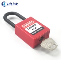 Candado de Seguridad Rojo HiLink P38P-Red de 38 mm, ABS+Nylon, con Llave Igualada, Bloqueo Eléctrico, Certificado CE, 1 Año de Garantía