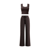 Pakaian Wanita Musim Gugur, Baju Yoga High-Waisted Pelangsing untuk Wanita, Baju Yoga Satu Potong dengan Bra Terintegrasi Punggung Terbuka, Set Yoga Solid, Pakaian Olahraga