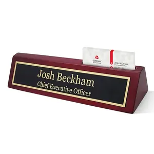 Custom Metal Wood Engraved Wooden Nameplates Business Personalized Office Holder Desk Name Plate