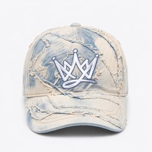 Wholesale Custom Logo Front Applique Embroidered Denim 6 Panel Baseball Cap Vintage <b>Dad</b> <b>Hat</b> Manufacturer - Product Image 2