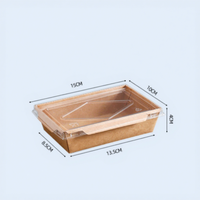 Boîte à salade jetable en papier kraft personnalisée avec division, impression offset, adaptée aux sushis, étanche et résistante à la chaleur
