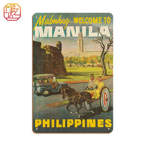 <span class=keywords><strong>Manila</strong></span>, Filipinas - Mabuhay (Bienvenido) - Póster de Viaje Vintage de los Años 50 - Letrero Decorativo de Madera Vintage de 8 x 12 Pulgadas - Product Image 1