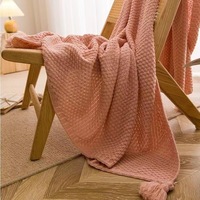 Nordic Wind Quaste Dekor Luxus einfarbige Blumen Strick decke für den Außenbereich Gewebtes Büro Nap Light Sofa bezug Bett gefaltet