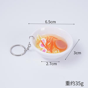 Porte-clés pendentif bol de ramen japonais en plastique, modèle alimentaire factice, thème amour, imitant des nouilles - Product Image 3
