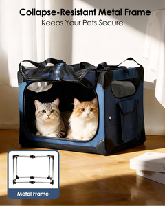 Travel Pet Carrier Bag Collapsible Dog <b>Crate</b> Kennel Dog Carrier for 3 Door Portable Soft Sided Folding for Cats Small Animals - Product Image 2