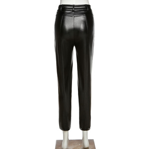 Lussuosi <span class=keywords><strong>pantaloni</strong></span> dritti Vintage in ecopelle per il tempo libero per le donne autunno inverno ufficio <span class=keywords><strong>donna</strong></span> <span class=keywords><strong>pantaloni</strong></span> di Design sottile autunno - Product Image 6