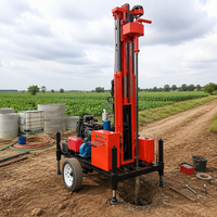 Foreuse de puits d'irrigation agricole sur roues, portable, 100-200m, pour forage de puits profonds