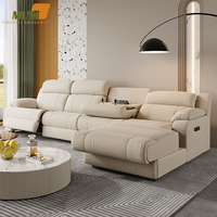 Sofá Modular Eléctrico Moderno Esquinero Inteligente en Forma de L para Cine en Casa Mueble Multifuncional para Sala de Estar Plegable con Masaje y Refrigeración