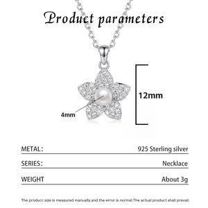 Collar de Plata S925 con Perla de Agua Dulce y Colgante Curvo con Circonitas, Regalo de Joyería para Mujer - Product Image 6
