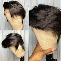 Perruques coupe pixie, perruques à fermeture en dentelle 13x4, cheveux humains pré-épilés, cheveux vierges brésiliens, perruques en dentelle sans colle, perruques droites pour femmes