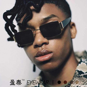 Eyewear <b>Square</b> Frame <b>Sunglasses</b> Gold Metal PC Lens UV400 Unisex Street Style - Product Image 2