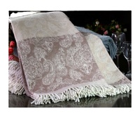 Usine directe haute qualité 100% laine bio Jacquard jeter couverture conception personnalisable solide tissé Technique parfaite plaine