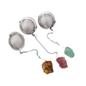 Wsy773 Infuseurs naturels en acier inoxydable 304 avec pierres de cristal (améthyste, quartz rose) pour thé et épices - Product Image 5