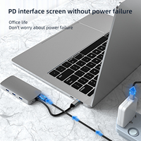 10 Port Type C Hub TYPE C ke USB3.0 USB2.0*2 SD TF RJ45 VGA AUDIO3.5mm Frekuensi Audio USB-C PD Penjualan Terlaris