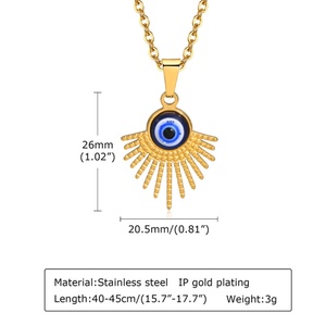 Fashion Stainless Steel Sun Evil Eyes Dangle Charm Necklace Jewelry Women - Product Image 5
